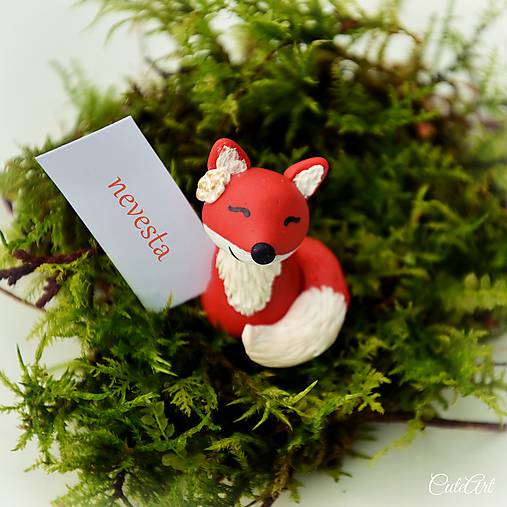 Líšky - darčeky pre svadobných hostí, menovky