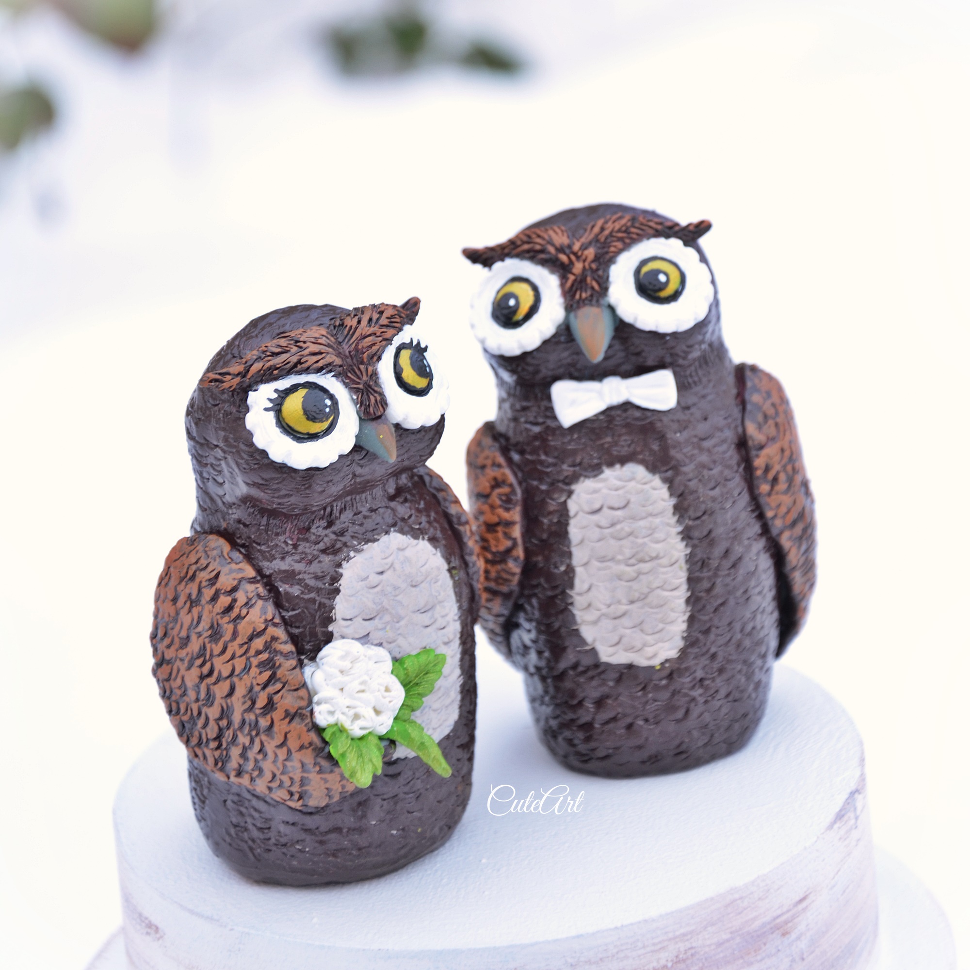 Svadobné sovy - figúrky na svadobnú tortu