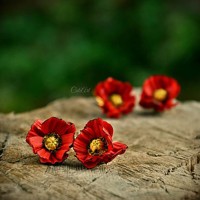 Červené maky - náušnice s kvetom