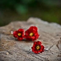 Červené maky malé - náušnice s kvetom